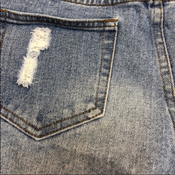 Forever 21 Denim Short Blue Distressed Destroyed - Picture 5 of 8
